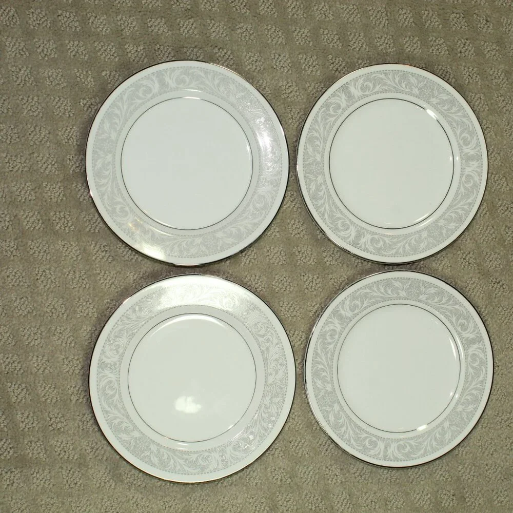 Set of 4 Imperial China W Dalton 5671 Whitney Silver and Grey 6.5